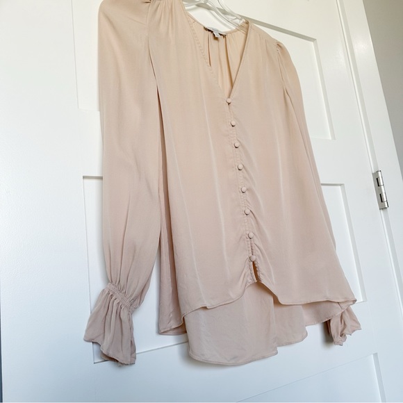 Joie Pink Silk Bolona V Neck Ruffle Sleeve Top - Picture 5 of 12